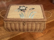 Vintage Rattan Sewing Basket