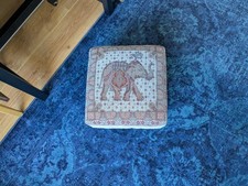 Handmade Pouffe/ Foot Rest Elephant Pattern, Mr C. Knowlson