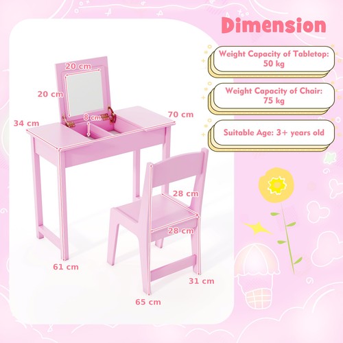 Kids vanity set with flip - vanity, top