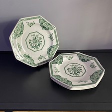 Vintage Royal Staffordshire Green Old Pekin Plate x 4 Ironstone Meakin Hexagon