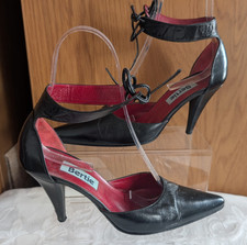 Bertie stiletto heel shoes with ankle strap, winklepicker Size 38 UK 5 black