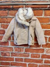 BABY GIRLS RIVER ISLAND AGE 9-12 MONTHS BEIGE PLEATHER BIKER JACKET COAT 80CM
