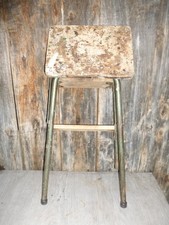 SMALL VINTAGE  FRENCH WOODEN & METAL FOLDING STEPS/LADDER  USED SHOP DISPLAY ETC