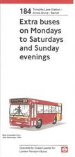 LONDON BUSES - SOVEREIGN ROUTE 184 NEW TIMETABLE - SEP 1996