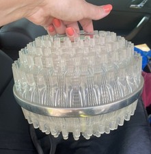 Vintage Space Age 1960's Clear Light Shade with Chrome Central Band, Plastic 