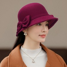Women Bowknot Felt Hats