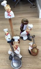 4 Resin Chef Statue Figurine Kitchen Holders Miniature Chef Collection (T64)