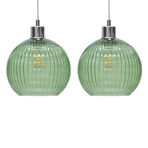Set green ribbed glass - set, of