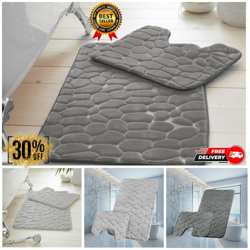 Grey bath mat set - mat, with