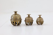 3 Vintage Brass Claw Bells Temple Bells Largest Engraved Ornate Chased