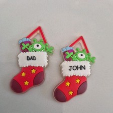 Christmas Night Fireplace Ornament Named Hanging Stockings DAD & JOHN  