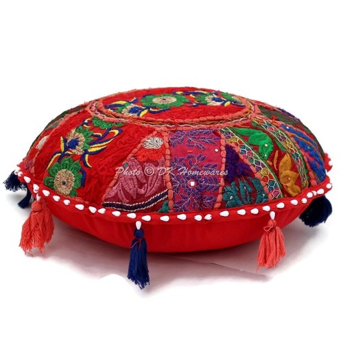 Red footstool patchwork - 18, in