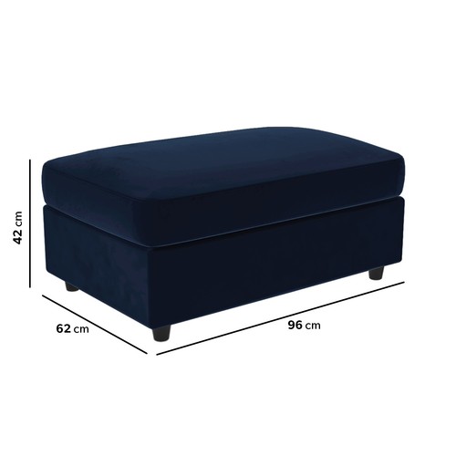 Large navy velvet - large, footstool