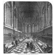 CAMBRIDGE Interior of the New Chapel of St John's College - Antique Print 1869