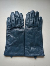 Marks & Spencer Petrol Blue Ladies Leather Gloves Large SAN34