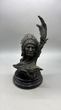 Bronze Sculpture Native Indian Chief - Detailed Bust on Black Base - Collectible