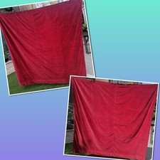 Pair Cotton Velvet Deep Red Curtains 81" Length Vintage