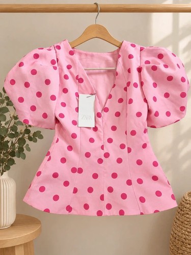 Zara pink polka - dot, puff