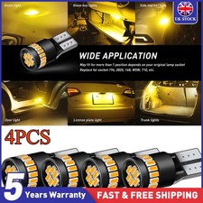 AUXITO 4x T10 168 194 2825 Amber LED License Plate Side Marker Light Bulb Canbus