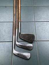 Hickory Golf Clubs X3 Abe Mitchell Ryder Cup Player C1920s Own Model Winton & Co