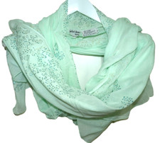 Juliet Dunn London Scarf Teal Blue Shiny Glitter Detailed  Large Cotton Sarong