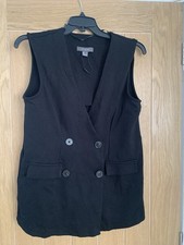 Primark Black Double Breasted Waistcoat Size 10 Good Condition