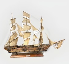 Vintage Fragata siglo  XVIII ship Model Wooden On Base Large  For Repair Galleon
