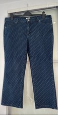 White Stuff Blue Spot Print Cropped Jeans Size 16