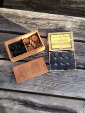 Vintage Mixed Lot Carved Boxwood Draughts Tokens Game Pieces - 2 Sets Plus More