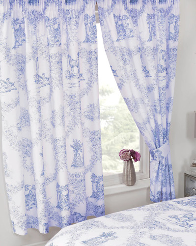 Toile jouy blue curtains - toile,