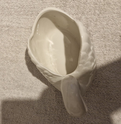 White ceramic swan figurine - white,