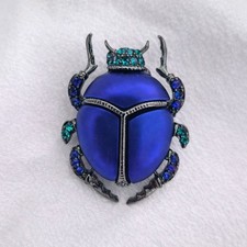 Blue scarab beetle - scarab, rhinestone