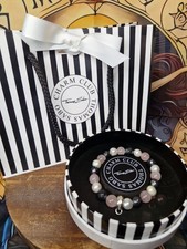 Thomas Sabo 17cmø Pearl, Rose Quartz & Hematite Charm Bracelet & Free Gift Bag