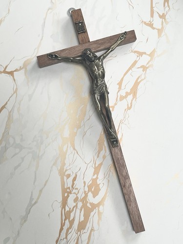 Solid wood crucifix brass - solid,
