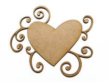 Large Wooden Floral Heart MDF