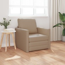 Floor Sofa Bed 2-in-1 Cappuccino 74x77x81 cm Faux Leather vidaXL