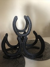 Rustic Horseshoe Wine Bottle Rack, For 3 Bottles