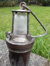 Antique authentic Miners Davey Style Safety Lamp Iron KGO heavy & numbered tag