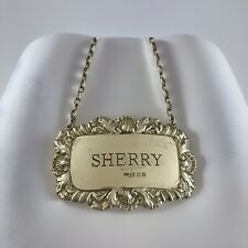 Sterling Silver Sherry Decanter Label 13.93g Vintage 1972 London Scrolled Edge