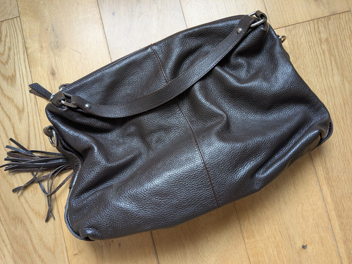 Large brown leather bag with - brown,