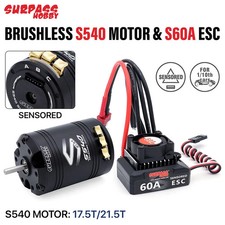 SURPASSHOBBY Brushless Motor 60A ESC Combo S540 Sensored Motor For 1/10 RC Car