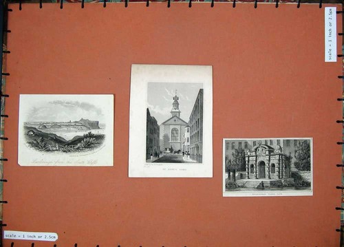 Original old antique print - old,