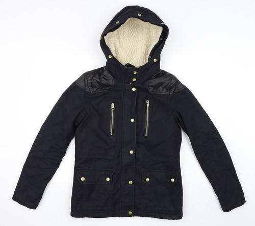 Topshop womens black parka - ,