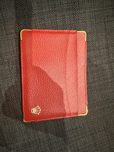 Rolex red leather card - leather, wallet
