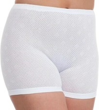 Ladies 100% Cotton Eyelet White Pantees by Lady Olga – 3 Pack Long Leg Knickers