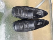 HOTTER Calypso UK 4.5 Black Leather Comfort Slip On Shoes Elastic Stretch Front