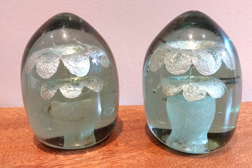 Pair victorian green glass - victorian,