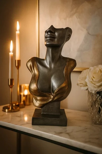 Metallic woman bust sculpture - metallic,