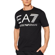 ARMANI EA7 6KPT23 Mens T Shirt Emporio Armani Summer Casual Cotton Top Black Tee
