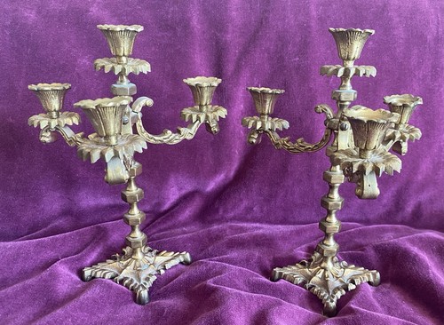 Pair heavy brass vintage - heavy,